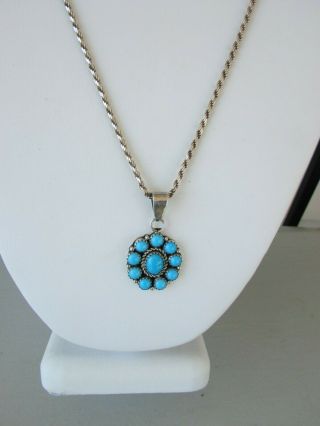Vintage Navajo Sterling Silver & Turquoise Pendant Necklace Patrick Yazzie