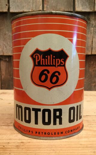 Vintage Phillips 66 Motor Oil 1qt Tin Can Auto Gas Service Station Sign