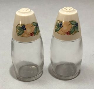 Vintage Gemco Glass With Plastic Fruit Tops Salt And Pepper Shakers Usa