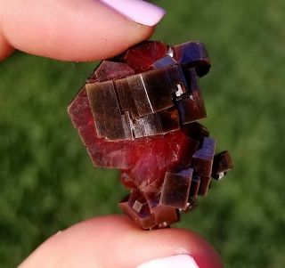 Lustrous Large Black Cherry Red Vanadinite Crystals On Matrix From Morocco (: