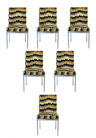 Mid Century Modern Set Of 6 Milo Baughman Dia Chrome Side Dining Chairs 1970s