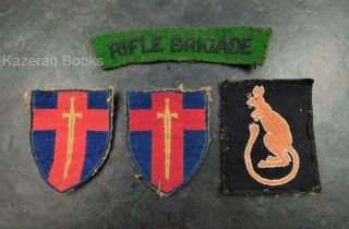 Vintage British Army Ww2 World War Rifle Brigade & Divisional Cloth Badge Patch