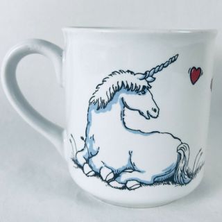 Vintage Unicorn Coffee Mug Russ Berrie & Co Unicorns Hearts Cartoon