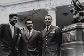 X - 15 Pilots Scott Crossfield & Robert White Signed Bw 4x6 Photo With Kennedy