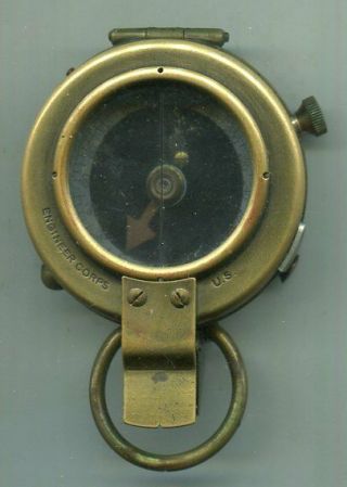 Ww1 U.  S.  Army Engineer Corps Brass Compass 1918 Cruchon & Emons C - E W/ Case Wwi