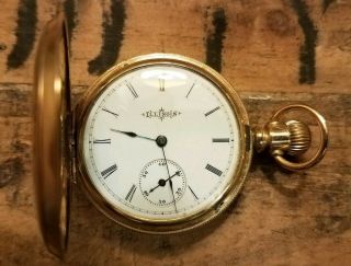 Vintage 1887 Illinois Watch Co.  14k Gold Filled Dueber Case 6s 7j Pocket Watch