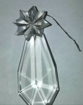 Large Antique Faceted Crystal Glass Prism With 8 Pointed Star On Top - 4 - 1/2 "