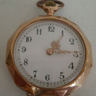 Swiss 14 Carat Solid Gold Ladies Pocket Watch