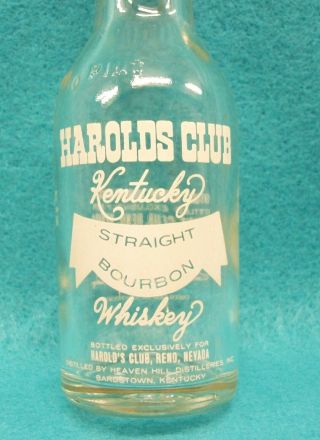 Vintage Harold ' s Club Casino Reno Nevada mini bourbon whiskey bottle empty 2