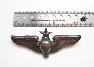 Ww2 Us Army Air Corps Senior Balloon Sterling 3 " Pilot Wings Pin Back