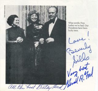 Gerald & Betty Ford W/beverly Sills - Signed Book Photo By All 3