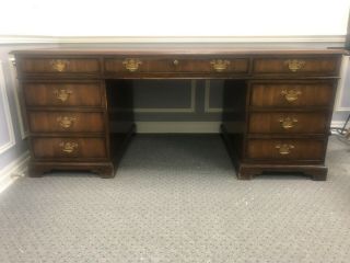 Kttinger Mahogany Lawyer ' s Desk with Leather Top 2