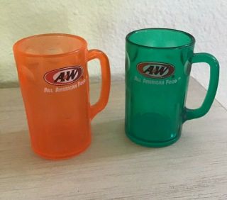 Two A&w Plastic Mini Mug Toys