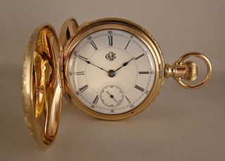 139 Years Old Illinois 10k Gold Filled Hunter Case Size 18s Great Pocket Watch