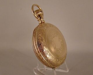 139 YEARS OLD ILLINOIS 10k GOLD FILLED HUNTER CASE SIZE 18s GREAT POCKET WATCH 3