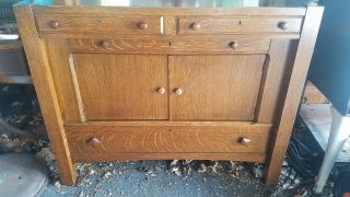 Antique Arts & Crafts / Mission Style Quarter Sawn Oak Sideboard Buffet 2