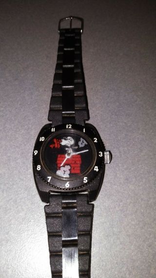 Vintage 1965 Snoopy And The Red Baron Wind Up Watch Black