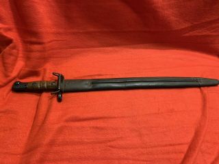 Great Wwi Us M1917 1917 Dated Remington Bayonet & Leather Scabbard