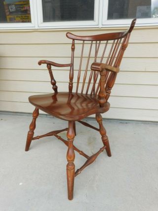 Vtg Pennsylvania House Cherry Brace Back Windsor Arm Dining Chair