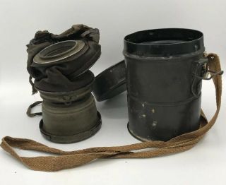 Ww1 German Unit Marked And Named Gas Mask W Can Wwi Ledermask Luger 98