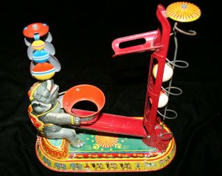 Vintage Elephant Windup Tin Toy with Box 2