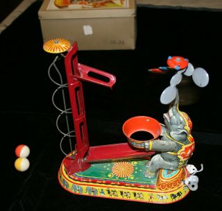 Vintage Elephant Windup Tin Toy with Box 3