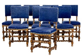 Set Of 8 19th Century Oak Barley Twist Dining Chairs