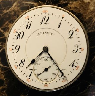 Illinois Pocket Watch A.  Lincoln Grade,  21j,  12sz,  Movement/dial Only 2500 Made