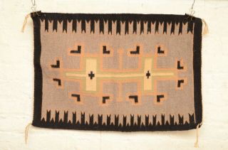 Vtg Ganado Navajo 28x19” Rug Native American Indian Blanket White Textile