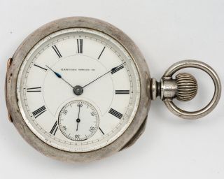 Antique Hampden Watch Co 18s 15j Adjusted Pocket Watch W/ Unusual Fahy 