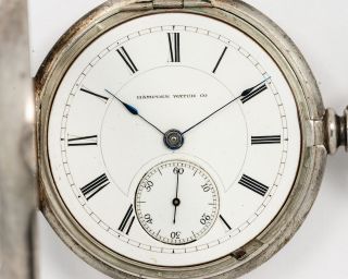 Antique Hampden Watch Co 18s 15j Adjusted Pocket Watch w/ Unusual Fahy ' s Case 3