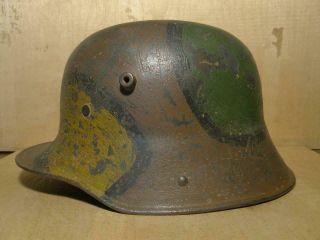 Ww1 German M - 16 Helmet.  Stahlhelm.  Size 66.  Camo,  With Markings.