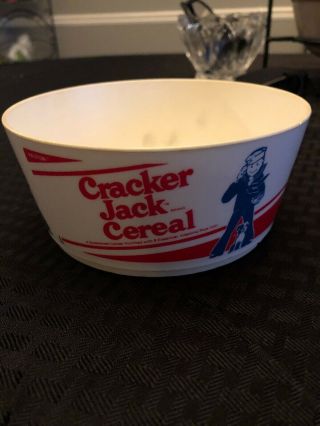Vintage Cracker Jack Cereal Popcorn Bowl Plastic Round White 2
