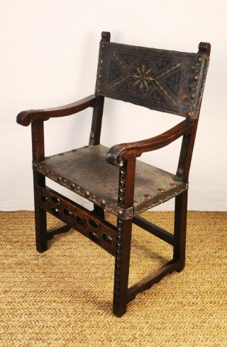 A Fine 17th Century Spanish Walnut Arm Chair