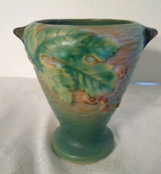 Vintage Roseville Pottery 28 - 4 Bushberry Green Vase 4 " U.  S.  A.