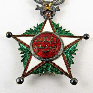 ANTIQUE WWI MOROCCO FRENCH PROTECTORATE ORDER OF OUISSAM ALAOUITE MOROCCAN MEDAL 3