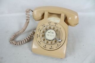Vintage Lt Brown Cream Tan Rotary Phone Telephone Western Electric 500dm Old