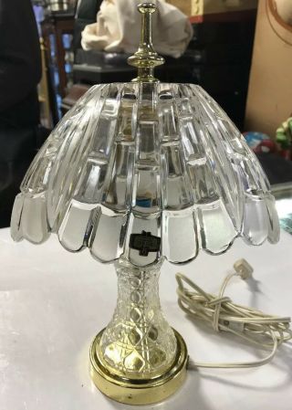 Vintage 24 Lead Crystal Boudoir Table Lamp W/ Shade Made In Yugoslavia 12 " Hx8 " W