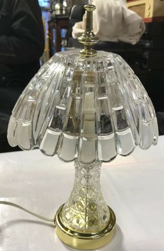 Vintage 24 Lead Crystal Boudoir Table Lamp w/ Shade Made in Yugoslavia 12 