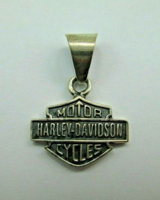 Vintage Harley - Davidson Sterling Silver Bar & Shield Logo Pendant Mexico 909c
