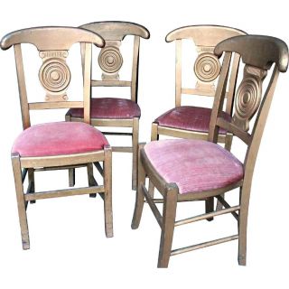 Rare Set 6 Six Antique Art Deco Gilt Wood Dining Chairs Side Buffet Sofa Accent