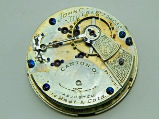 Antique Pocket Watch Movement John C Dueber Railroad Grade Hampden 18s 17j Look