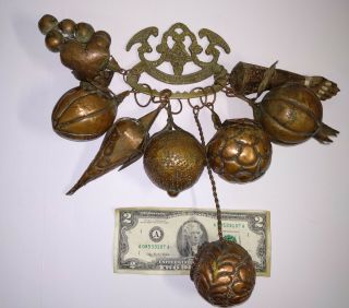 Vintage Penca De Balangandan Copper Charms Amulet Luck Brazil Bahia Fruits Figa