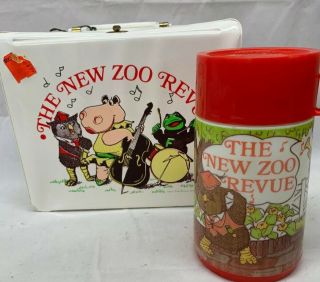 1974 Vintage The Zoo Revue Vinyl Lunch Box W/ Matching Thermos - Rare