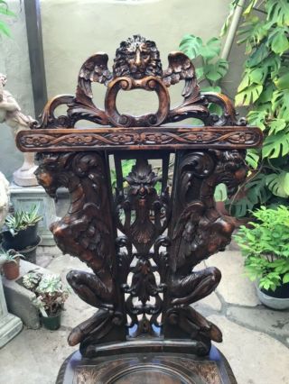 Antique Ornately Hand Carved Walnut Italian 19th Century Chair
