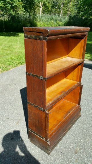 Globe Weinecke Quarter Sawn Oak 3 Section Barrister Bookcase w/ Base and Top Lab 2