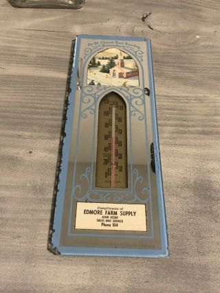 Vintage John Deere Dealer Advertising Thermometer Go To Church Next Sunday