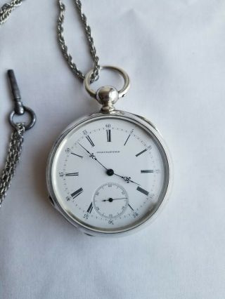 Jules Huguenin Locle Pocket Watch,  Size 18s,  15 Jewel,  Key Wind,  Running