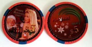 $5 Las Vegas Palms Playboy Happy Holidays 2007 Casino Chip - Nm