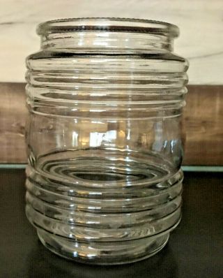 Vintage Ribbed Porch Ceiling Globe Clear Glass Jelly Jar Light Shade 3 " Fitter